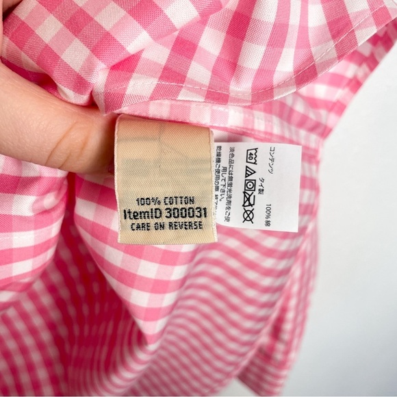 L.L Bean wrinkle free pink gingham plaid button down 100% cotton Sz. M | barbie - Picture 5 of 8